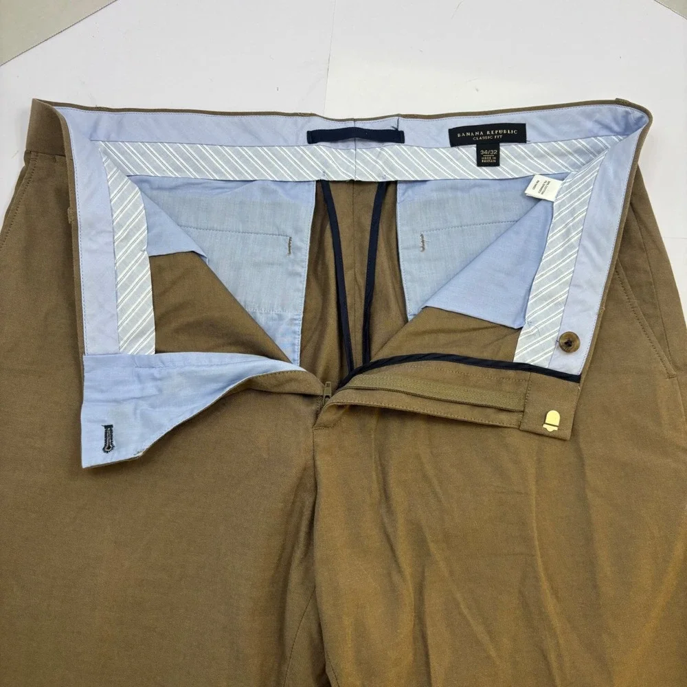 Banana Republic Classic Fit Chino Pants Mens 34x32 Khaki Brown Cotton Trousers